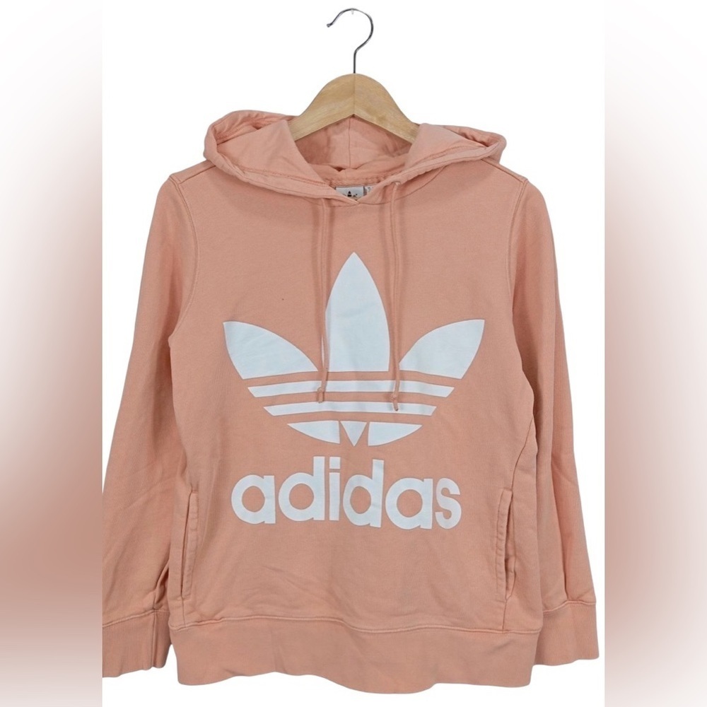Vintage Adidas Pink Rose Hoodie with White Logo Sz Small